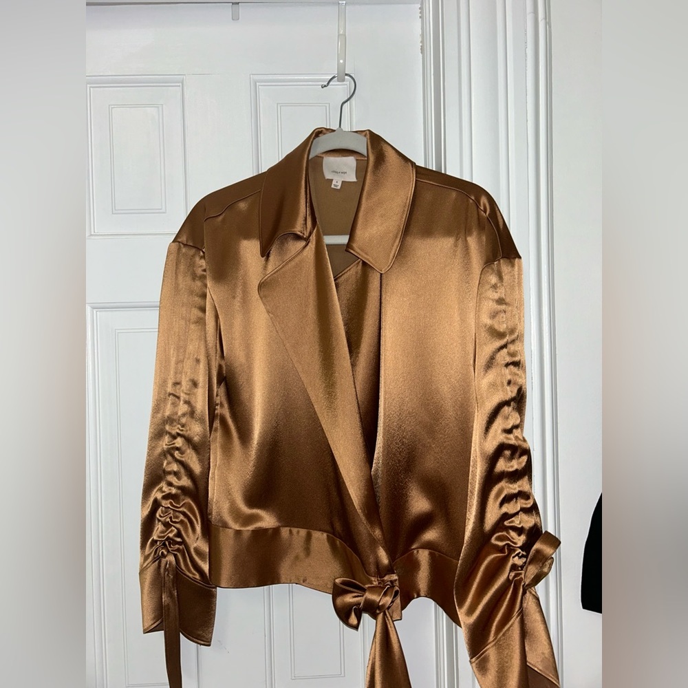 Gold Cinq a Sept Blazer with a tie! Great condition and dry cleaned!